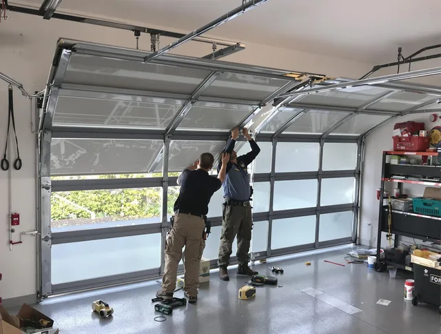 South Euclid Garage Door Repair expert performing precise panel replacement on South Euclid garage door